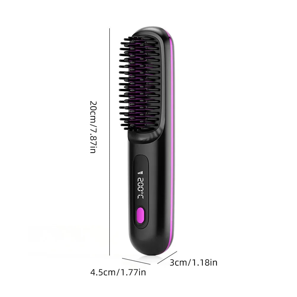 Vetra Pro Ionic Straightening Brush-  Ceramic Heating Hair Comb Wireless Portable Negative Ion Technology