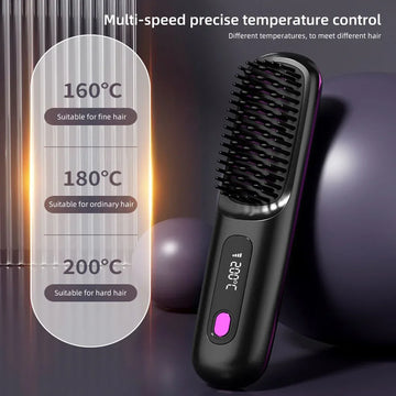 Vetra Pro Ionic Straightening Brush-  Ceramic Heating Hair Comb Wireless Portable Negative Ion Technology